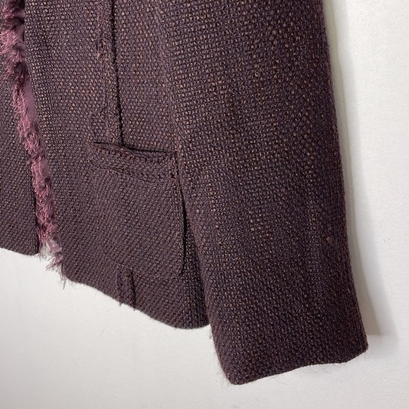 IRIS eggplant tweed fringe blazer - Picture 3 of 10